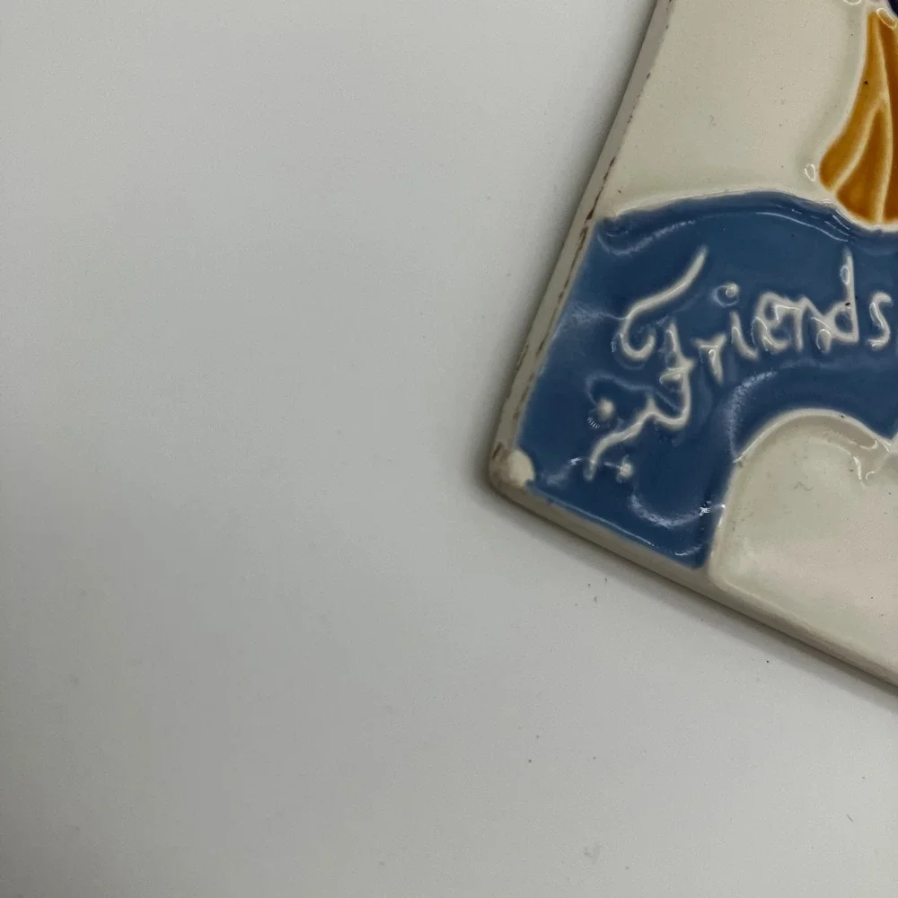 J. Duban Designs Wall Hanging Tile 1988 6x4.5 Blue Angel Friendship Quote